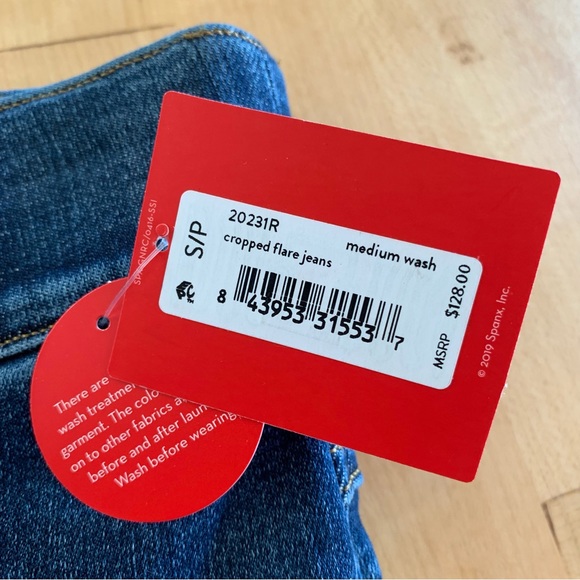 Spanx Cropped Flare Jeans High Rise Stretch Tummy Control Ankle Size Small - Picture 6 of 8